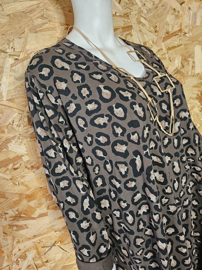 Robe sweat imprimé léopard