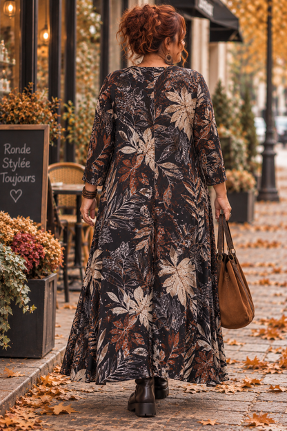 Robe longue feuillage automnal
