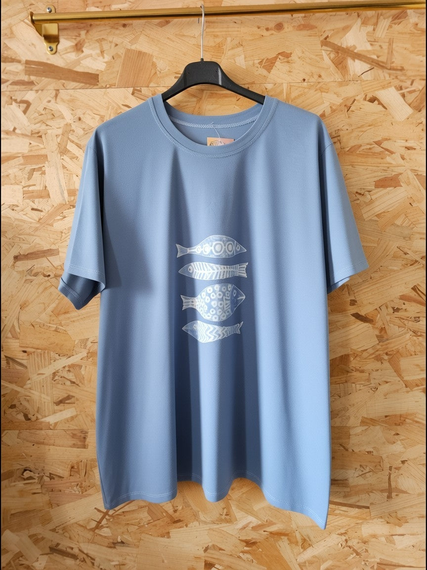 Teeshirt poissons , bleu jeans