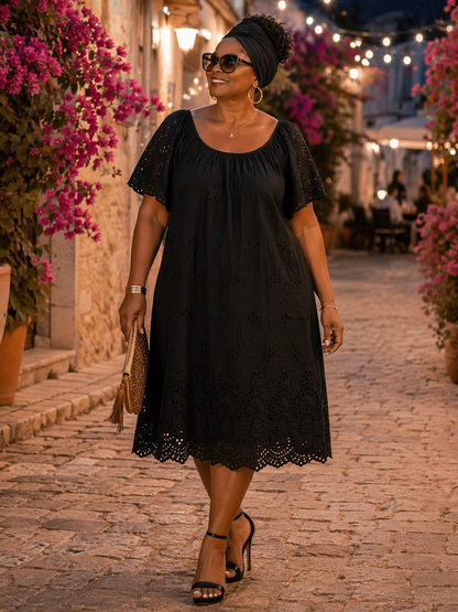 Robe broderie anglaise coton , col élastique