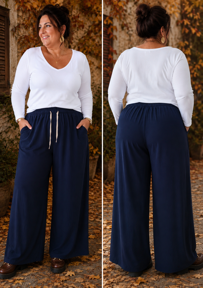 Pantalon palazzo crêpe de viscose