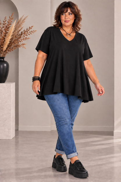 Teeshirt col V, coupe évasée