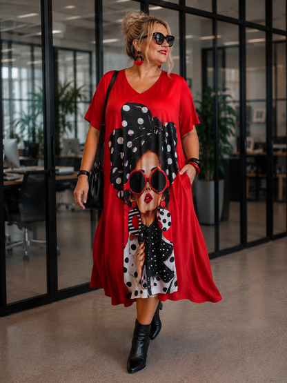 Robe rouge portrait " femme chic "