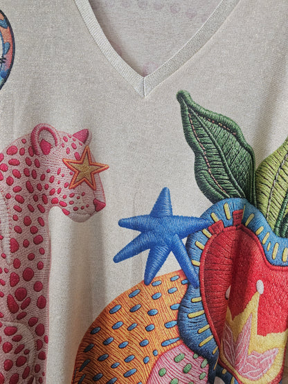 Tunique lurex motifs comme brodés