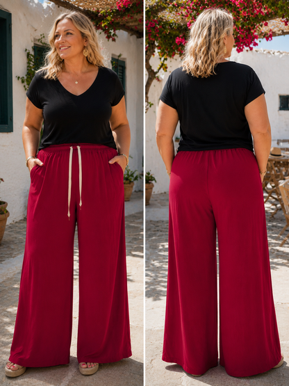 Pantalon palazzo crêpe de viscose