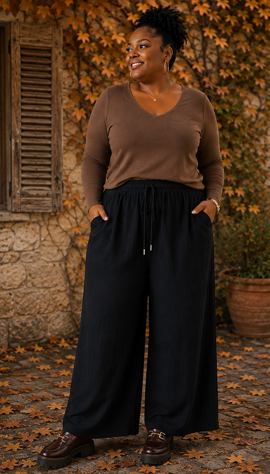 Pantalon palazzo crêpe de viscose