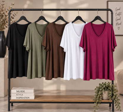 Teeshirt col V, coupe évasée