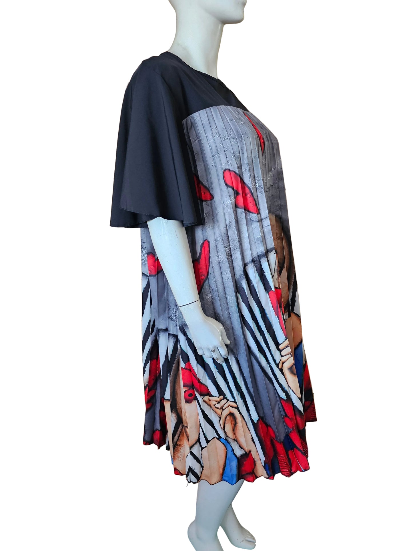 Robe plissée femme graphique