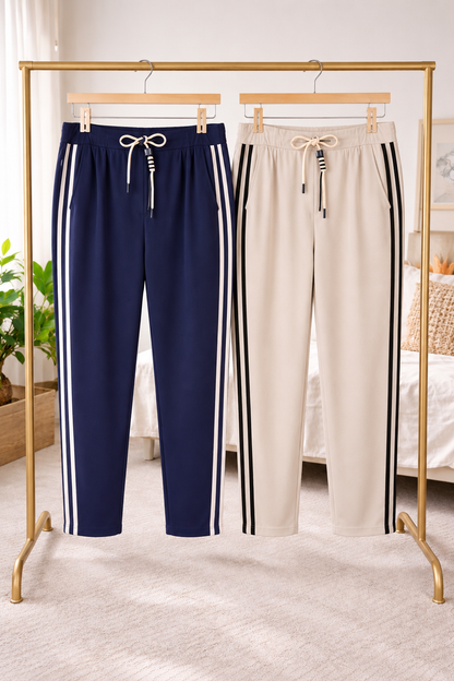 Pantalon milano ,2 bandes crème sur les côté