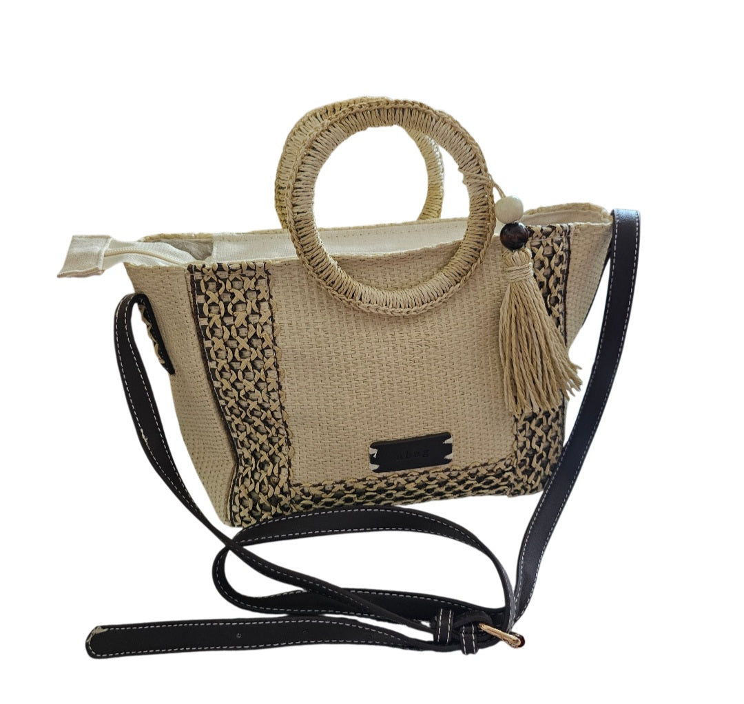 Sac rafia bicolore anses rondes
