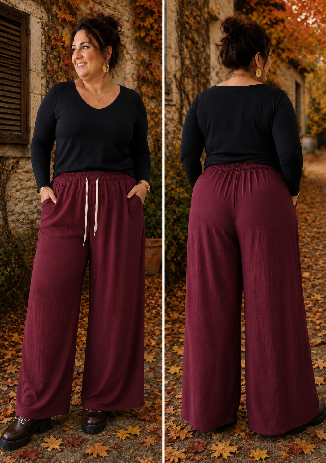 Pantalon palazzo crêpe de viscose