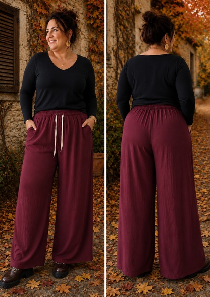 Pantalon palazzo crêpe de viscose