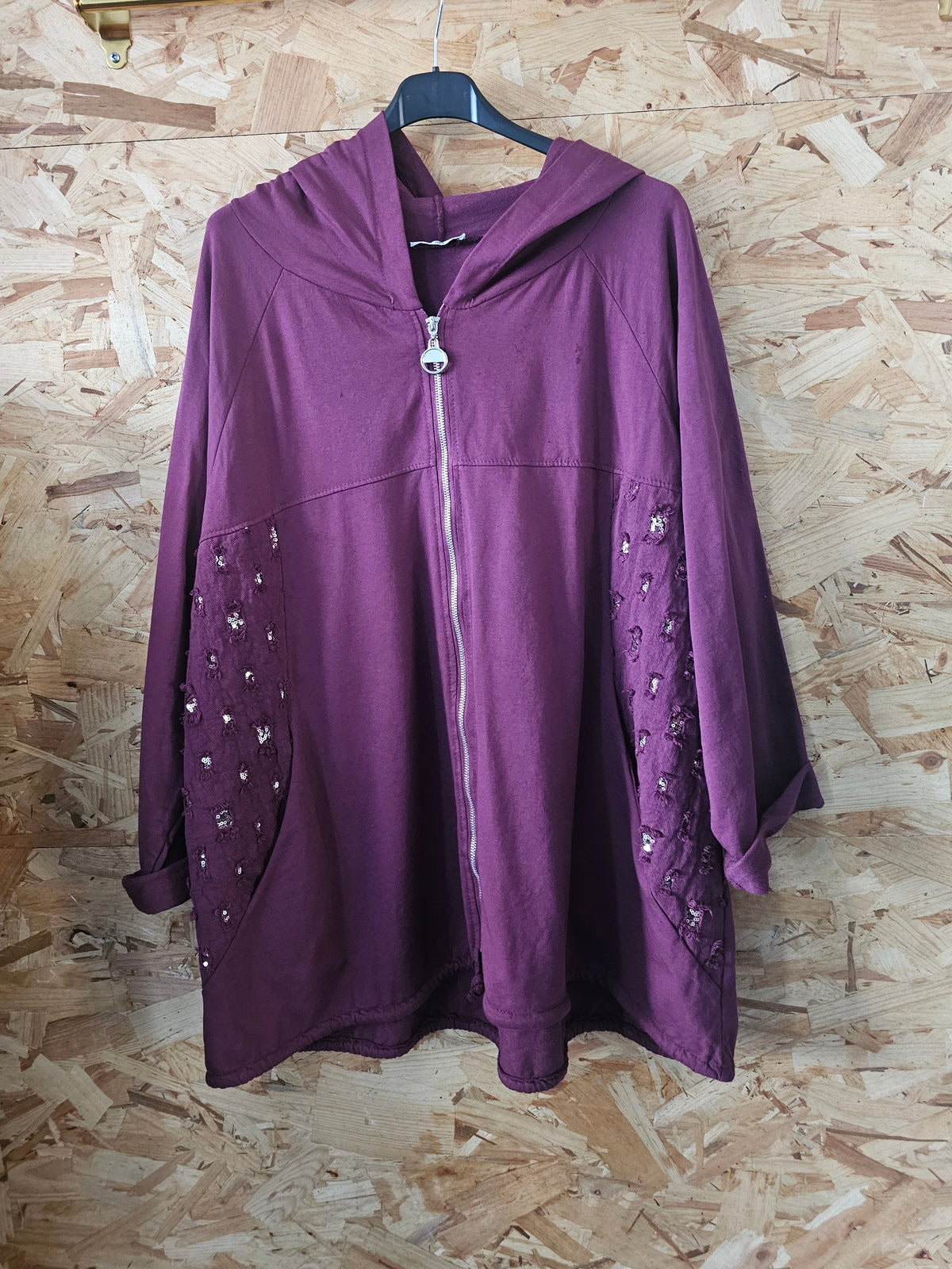 Veste sweat coton et sequins