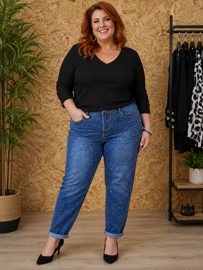 Jeans Mum strass