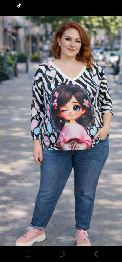 Pull motif "fillette"