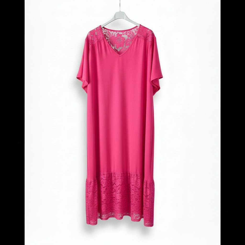 Robe mixte dentelle et crêpe de viscose