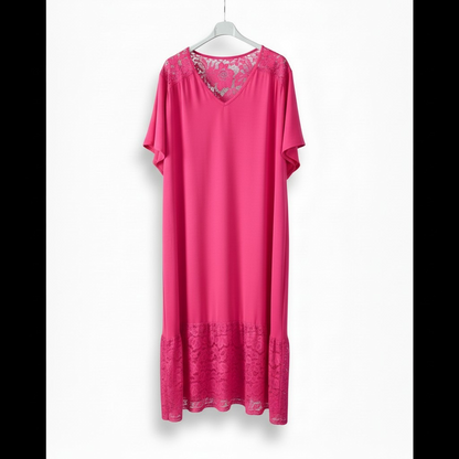 Robe mixte dentelle et crêpe de viscose