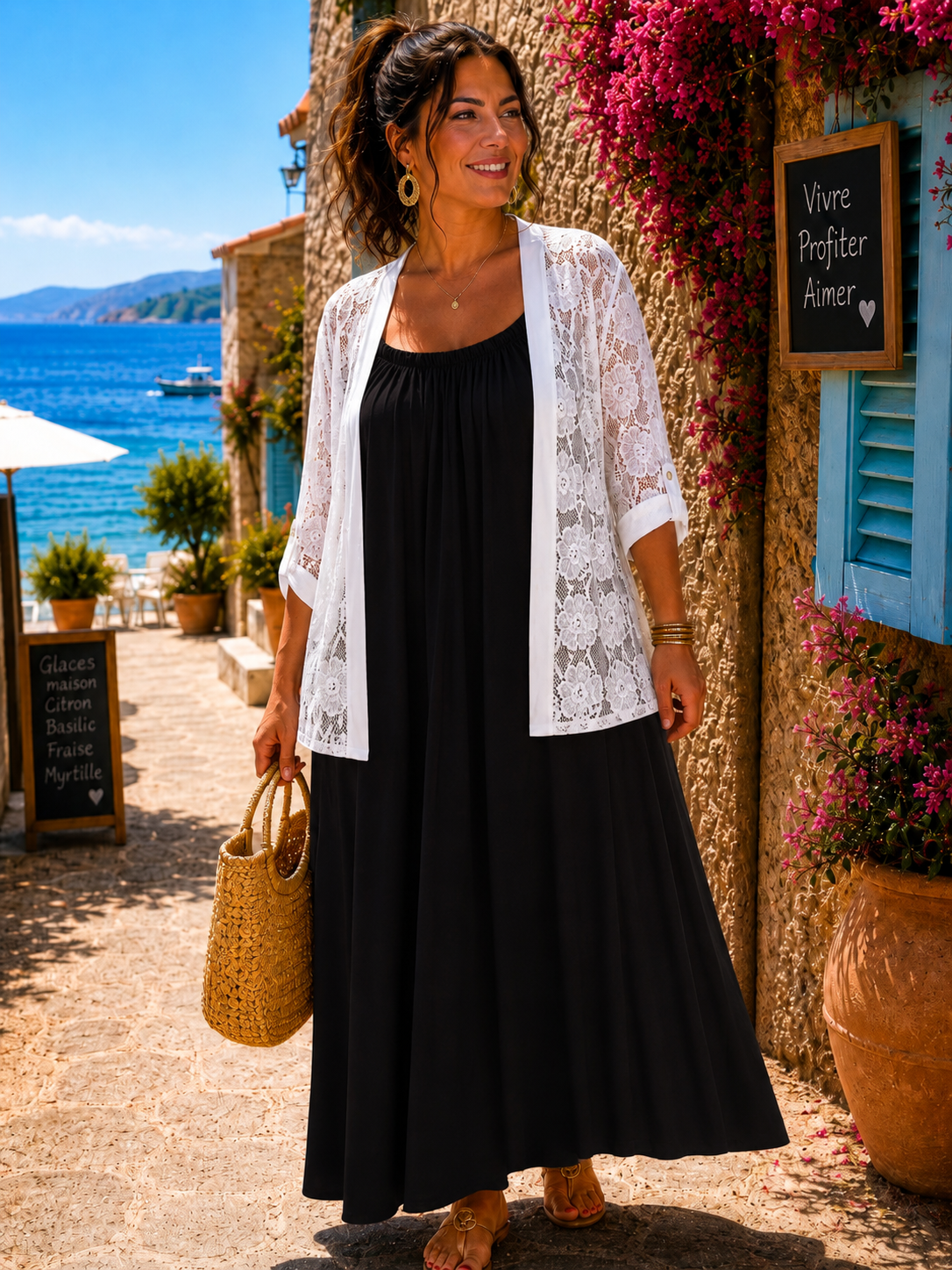 Robe longue à bretelles réglables