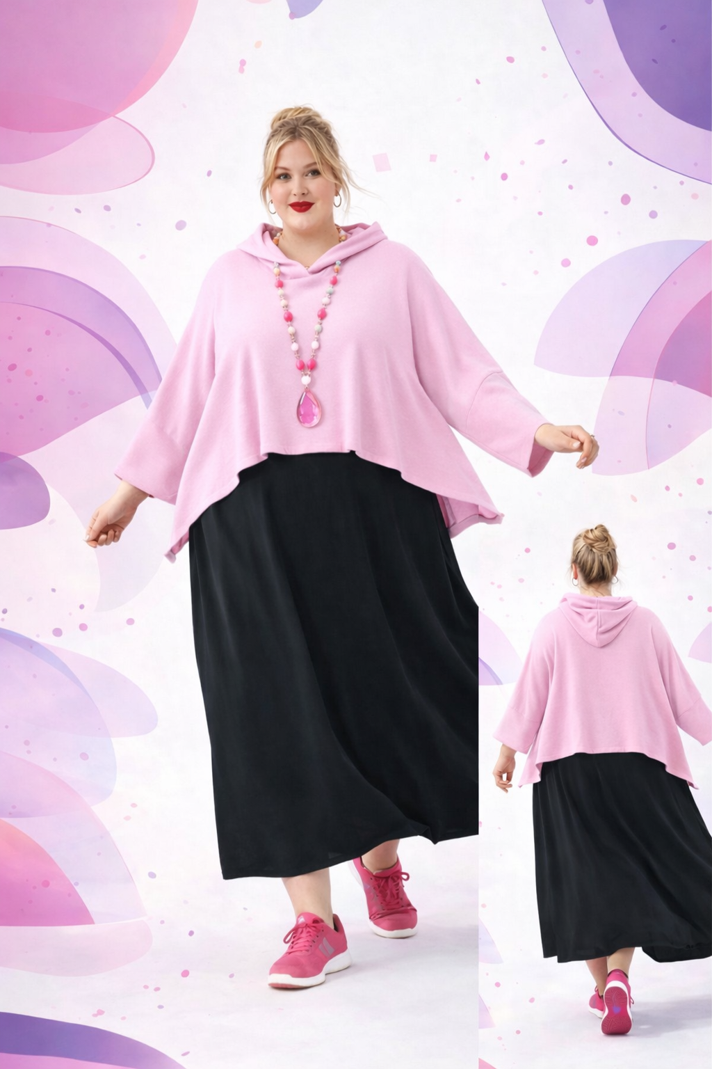 Pull oversize court à capuche