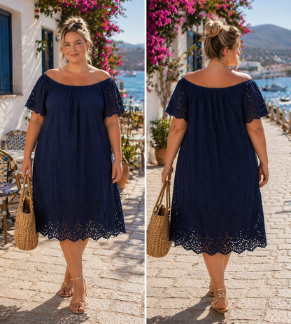 Robe broderie anglaise coton , col élastique