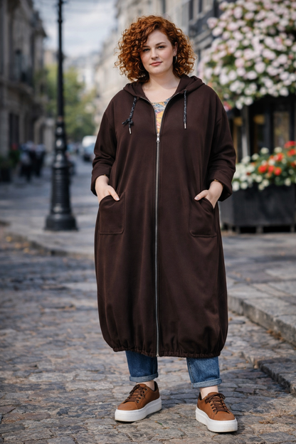 Veste longue type sweat