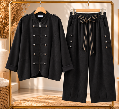 Tailleur officier en suédine
