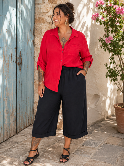 Chemise rouge coton tissé