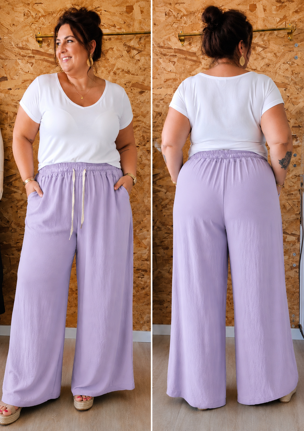 Pantalon palazzo crêpe de viscose