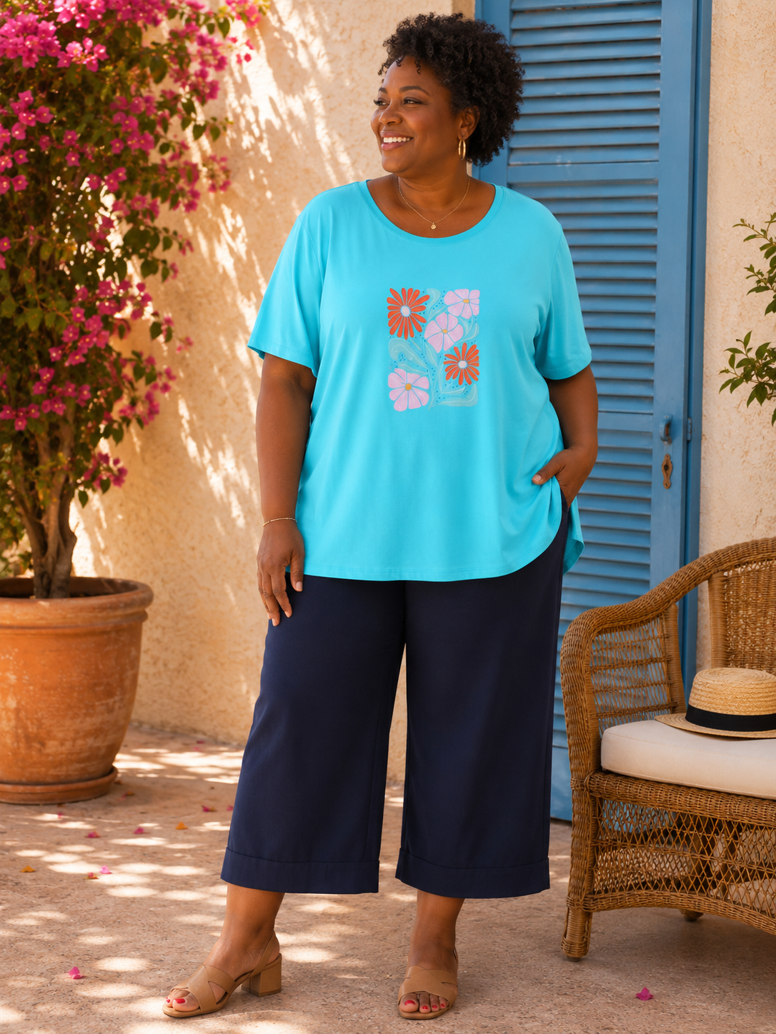 Teeshirt floral vert Brésil ou turquoise