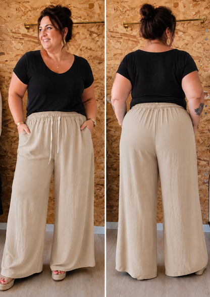 Pantalon palazzo crêpe de viscose