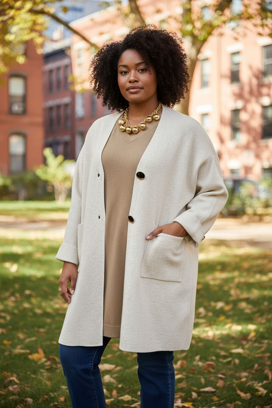 Veste en lainage boutonnée de haute qalité