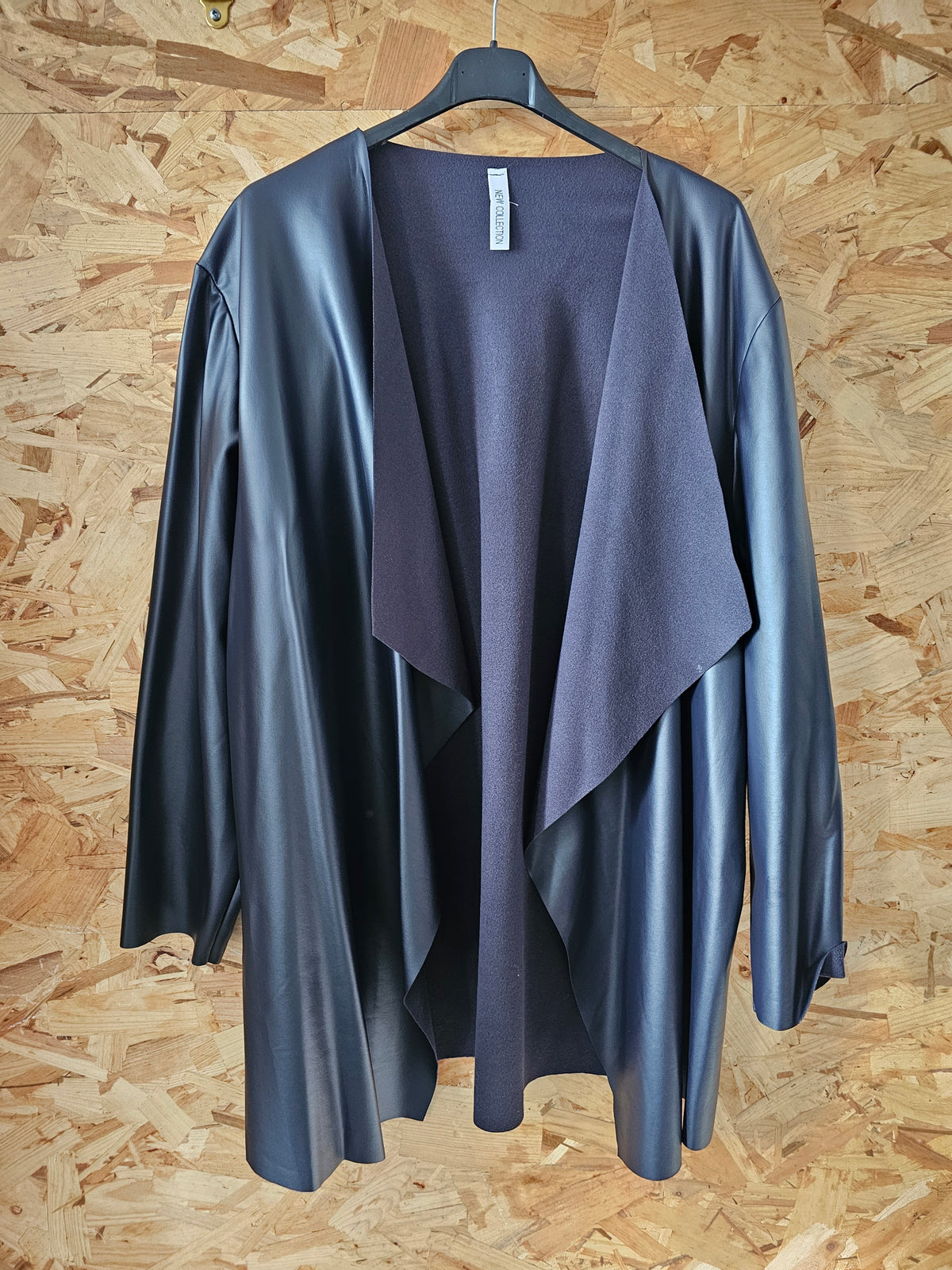 Veste simili cuir souple, col châle