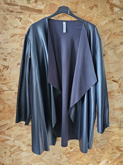 Veste simili cuir souple, col châle