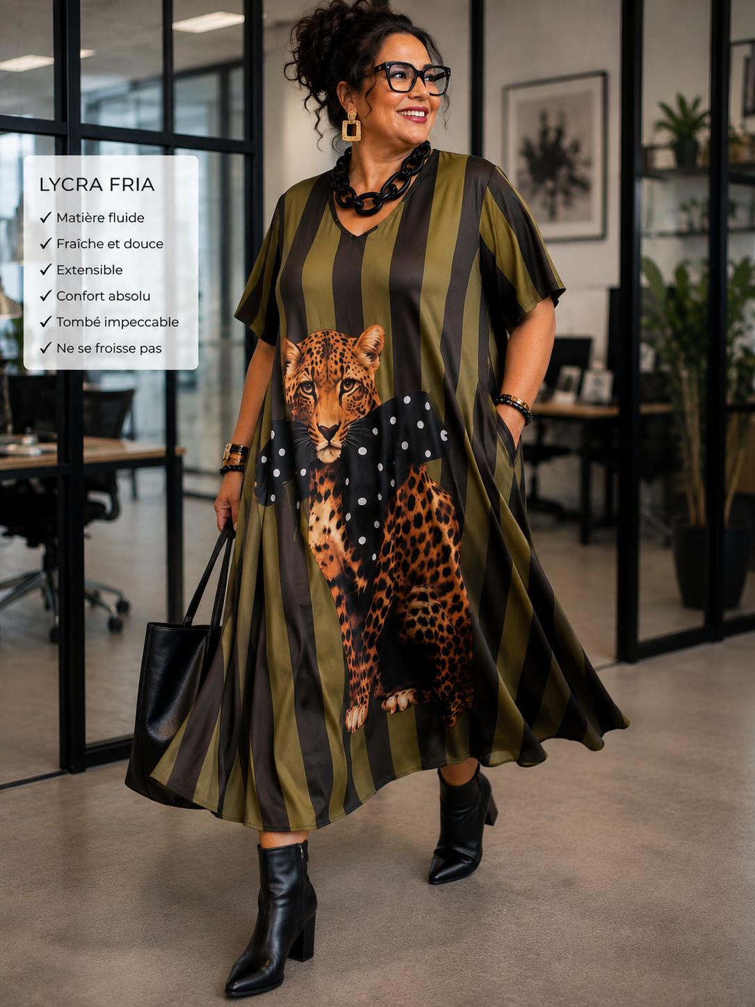 Robe rayé " une léoparde de soirée "