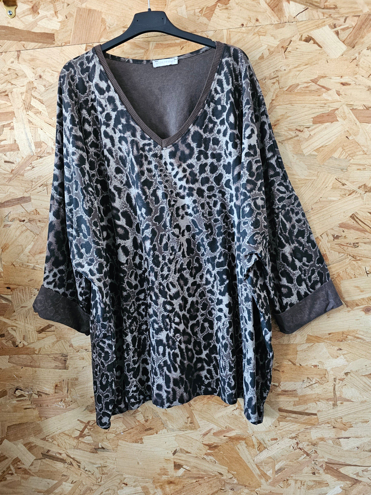 Sweat tee-shirt imprimé léopard chocolat