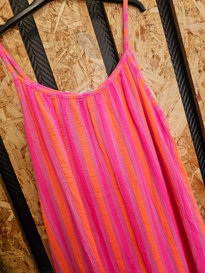 Robe longue "fluo" en gaze de coton