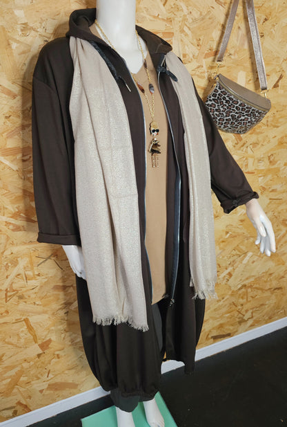 Veste longue type sweat