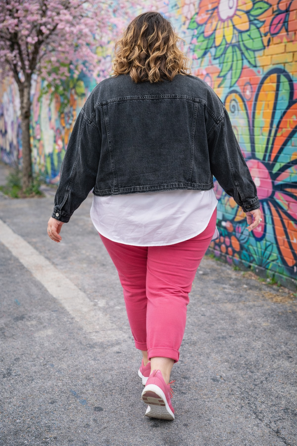 Veste jeans courte oversize et détails strass