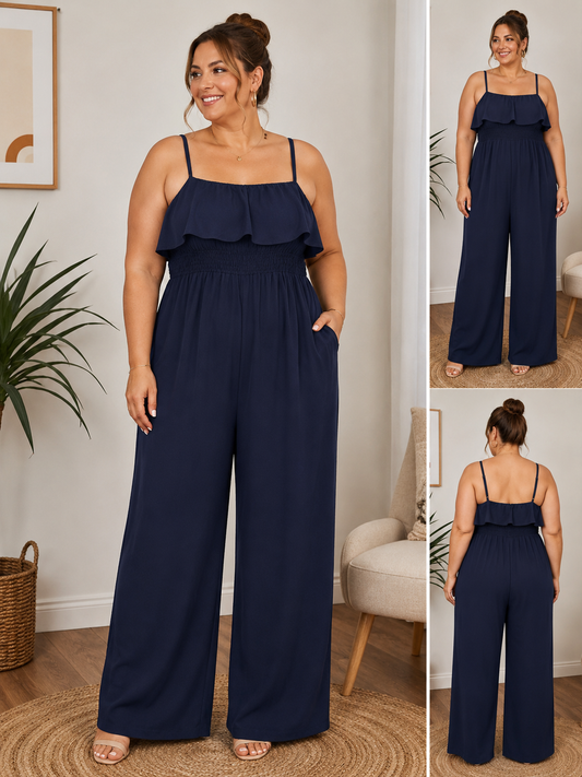 Combinaison jambes larges et buste smocké
