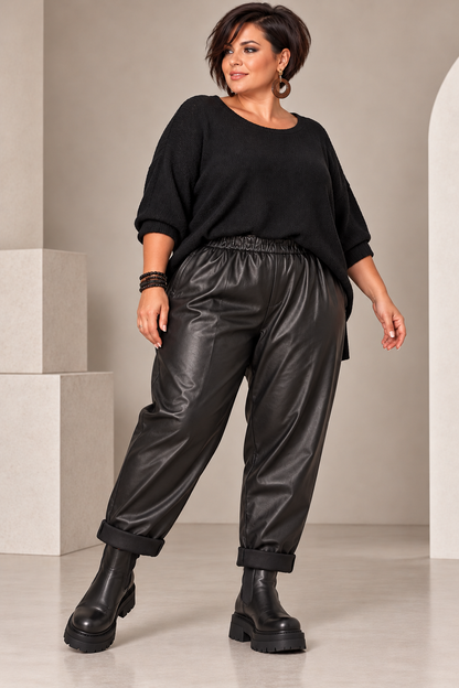 Pantalon simili cuir coupe Mom ou Carotte