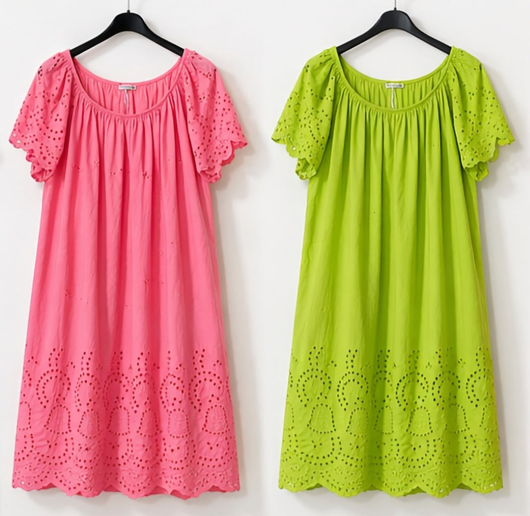 Robe broderie anglaise coton , col élastique
