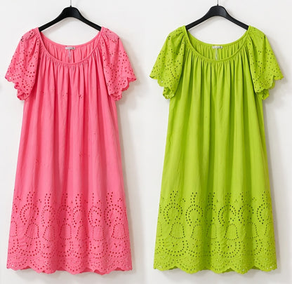 Robe broderie anglaise coton , col élastique