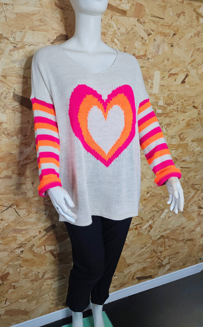 Pull cœur détails super colorés