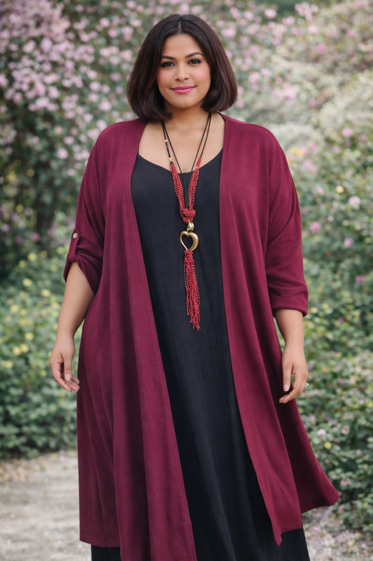Veste droite,  fluide et longue inspiration kimono