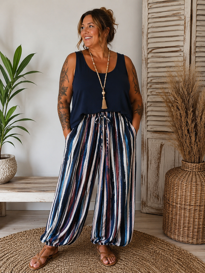 Pantalon bombacho rayé