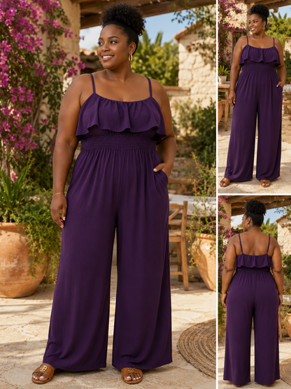 Combinaison jambes larges et buste smocké