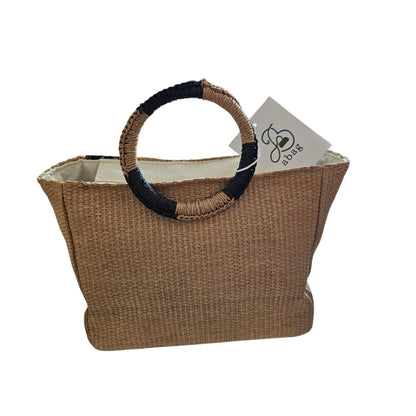Sac rafia bicolore anses rondes