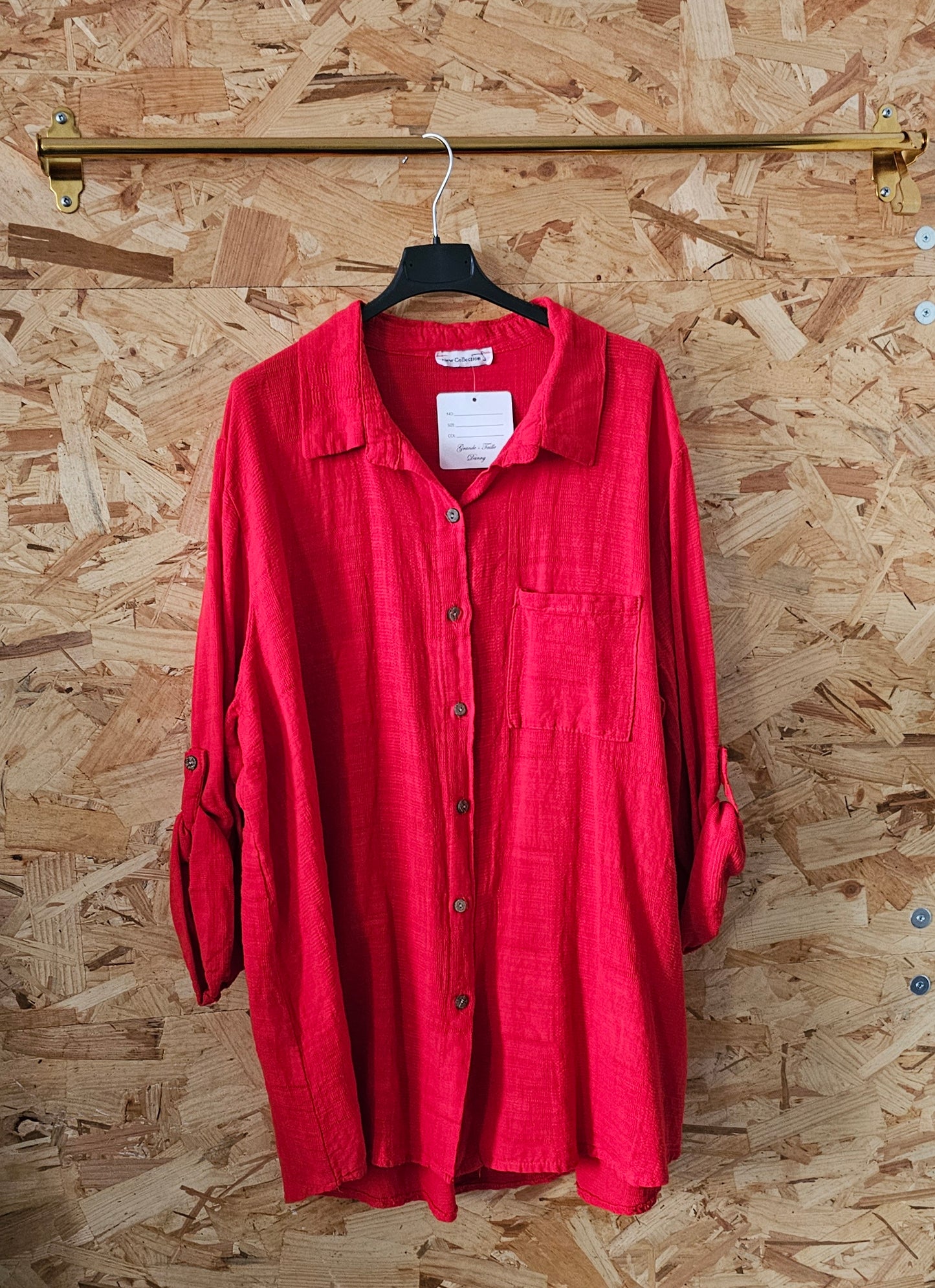 Chemise rouge coton tissé