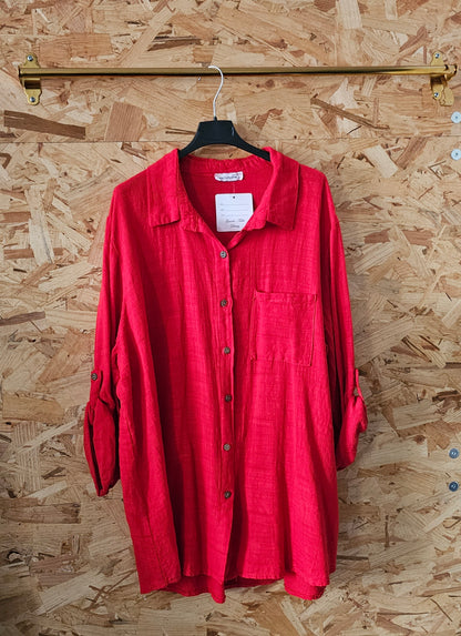 Chemise rouge coton tissé