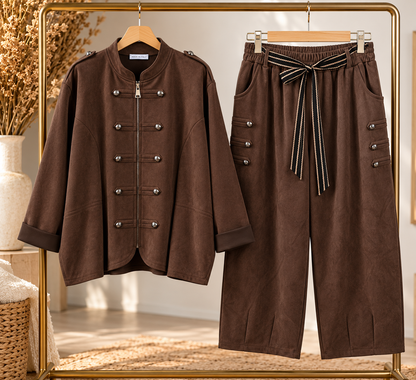 Tailleur officier en suédine